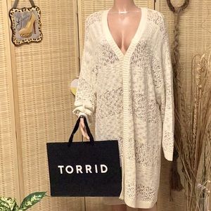TORRID OPEN STITCH CARDIGAN OPEN FRONT SWEATER. PRISTINE, 5X. NWT